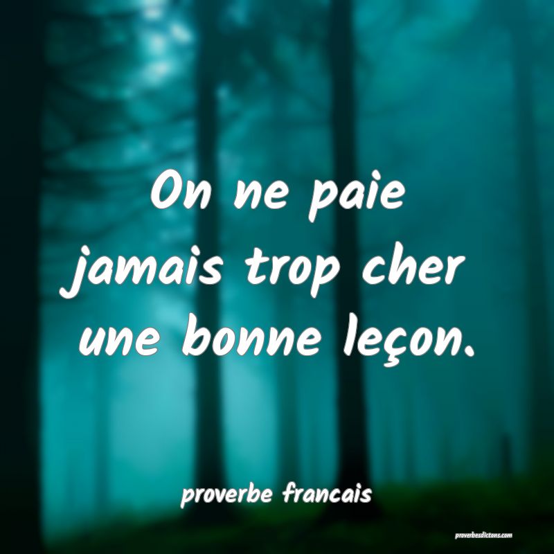 On ne paie jamais trop cher une bonne leçon.