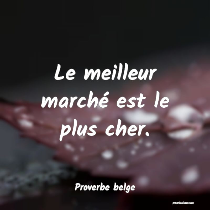 Le meilleur marché est le plus cher.