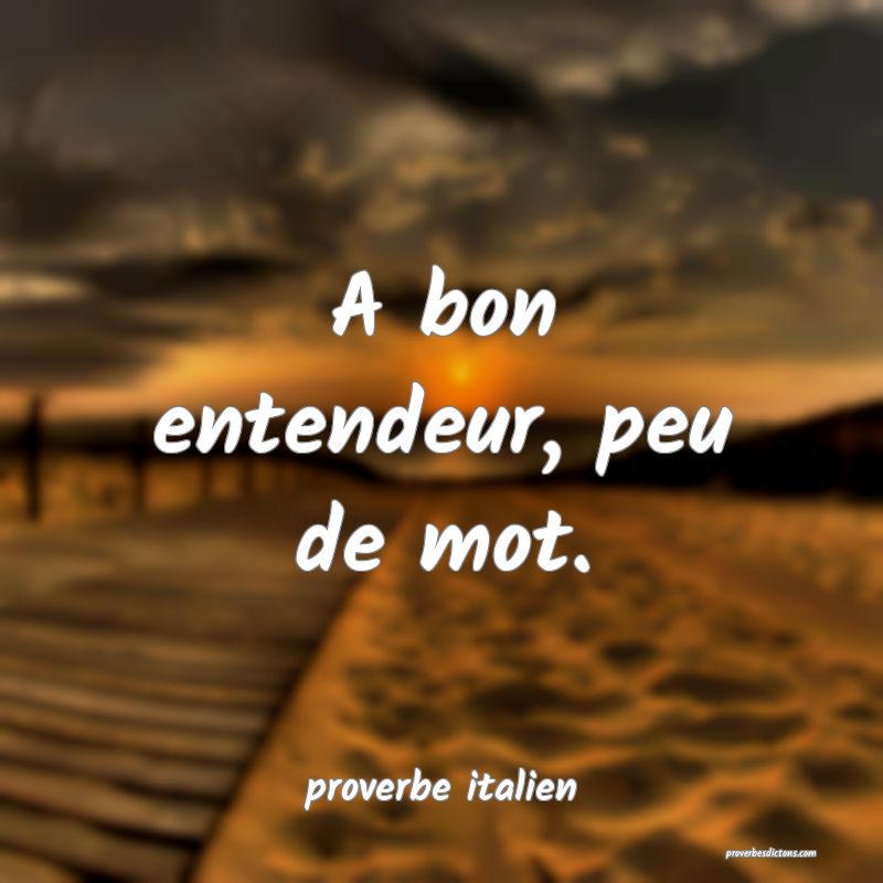  A bon entendeur, peu de mot.