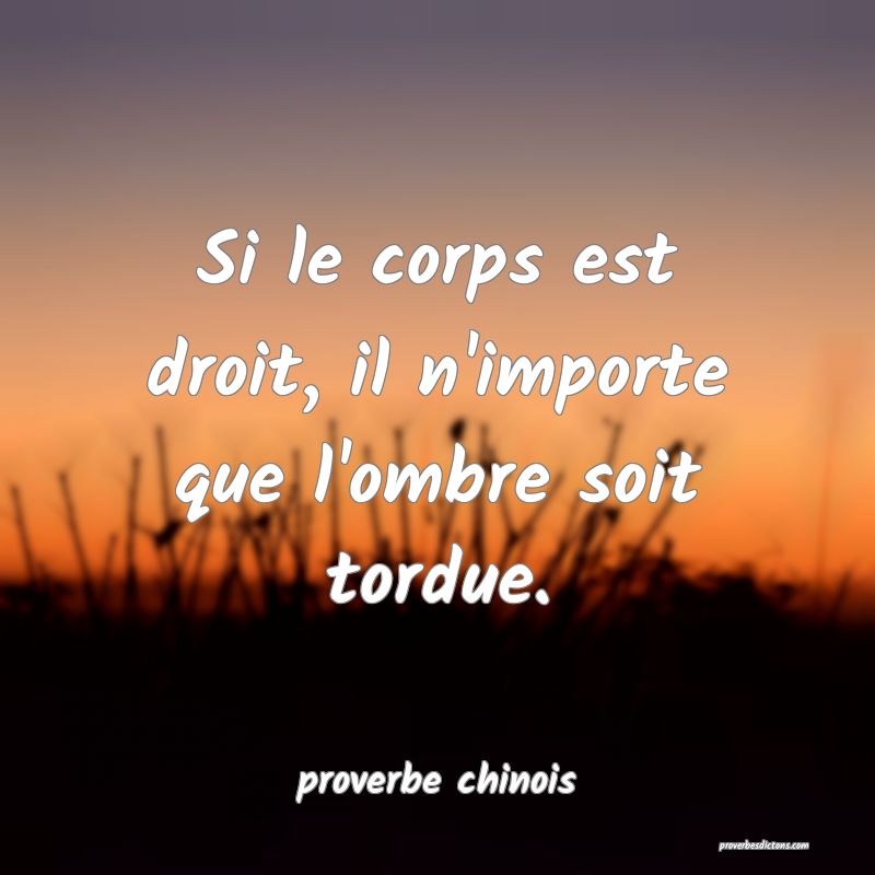 Si le corps est droit, il n'importe que l'ombre soit tordue.
