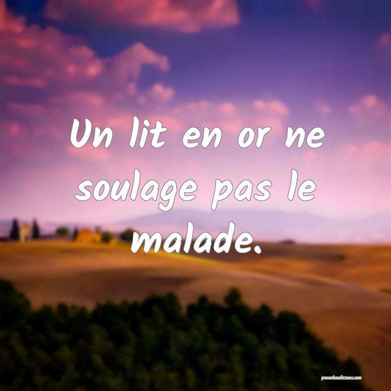 Un lit en or ne soulage pas le malade.