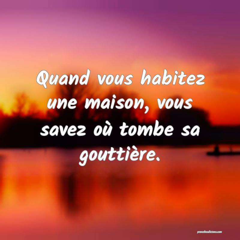 Quand vous habitez une maison, vous savez où tombe sa gouttière.