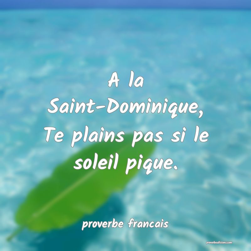 A la Saint-Dominique,
Te plains pas si le soleil pique.