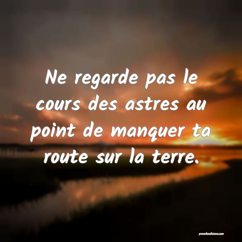 Ne regarde pas le cours des astres au point de manquer ta route sur la terre.