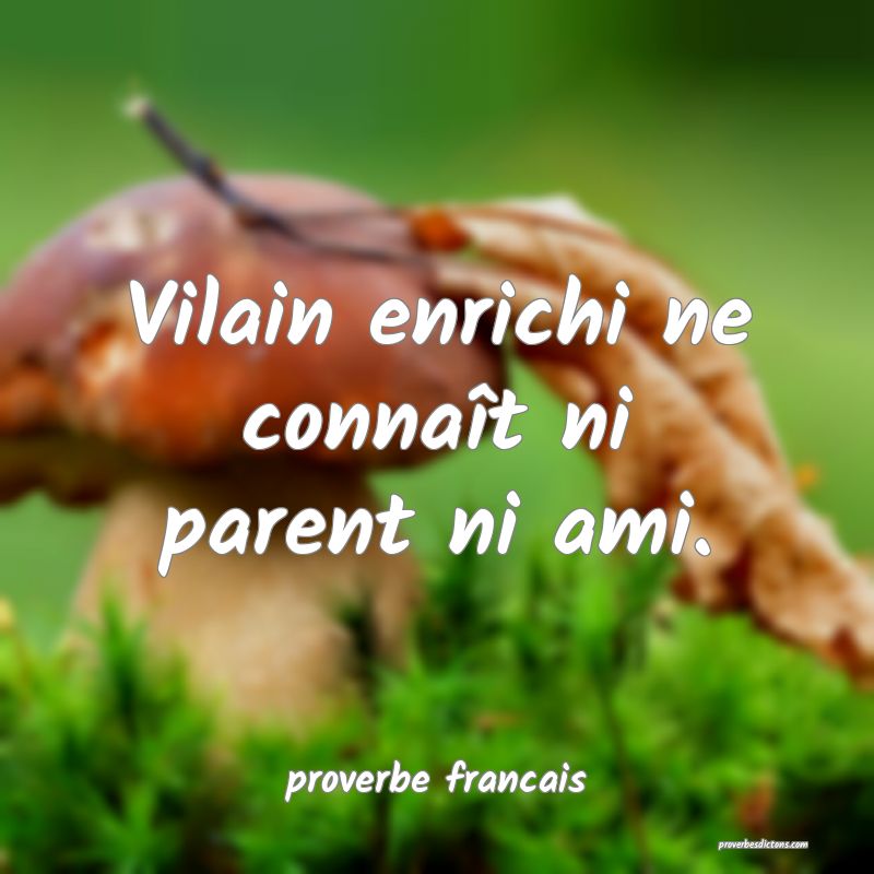 Vilain enrichi ne connaît ni parent ni ami.