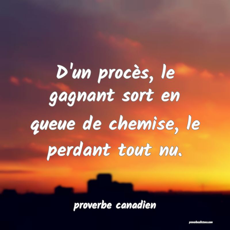 D'un procès, le gagnant sort en queue de chemise, le perdant tout nu.
