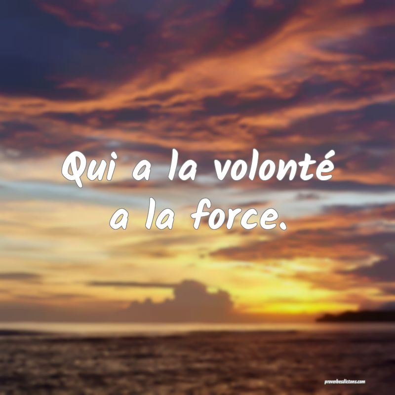 Qui a la volonté a la force.