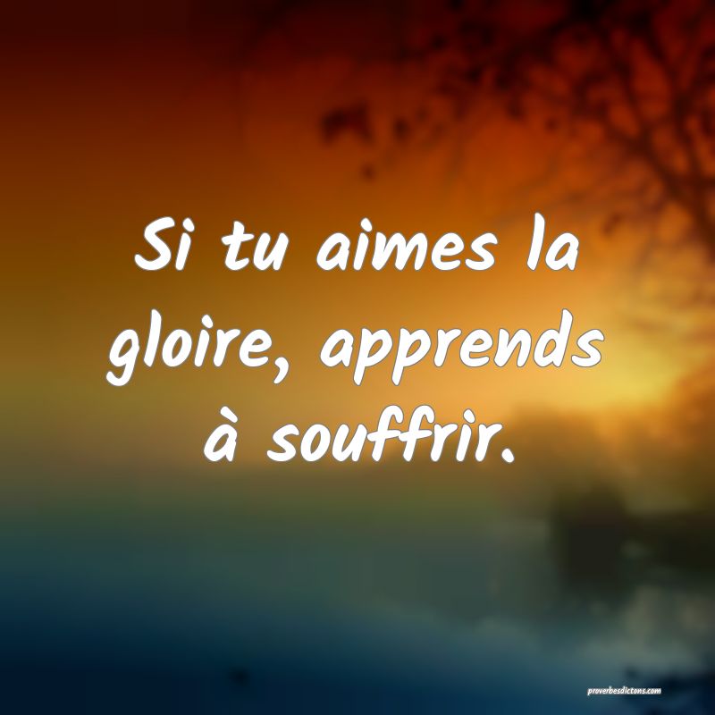 Si tu aimes la gloire, apprends à souffrir.