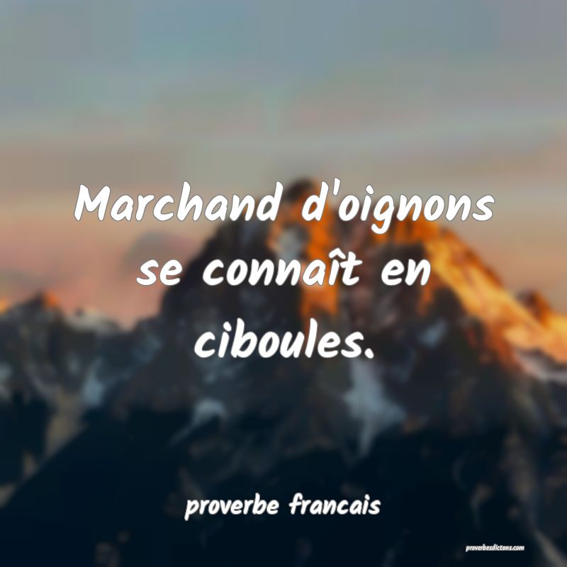 Marchand d'oignons se connaît en ciboules.