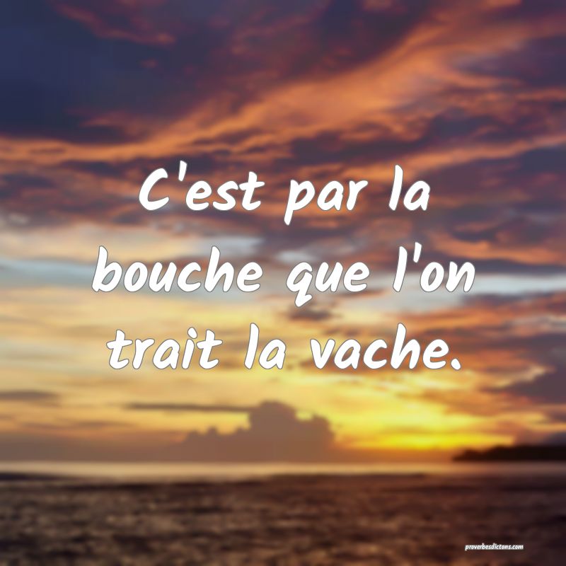 C'est par la bouche que l'on trait la vache.