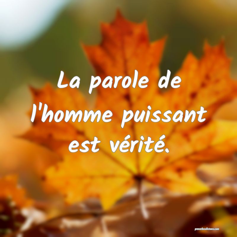 La parole de l'homme puissant est vérité.