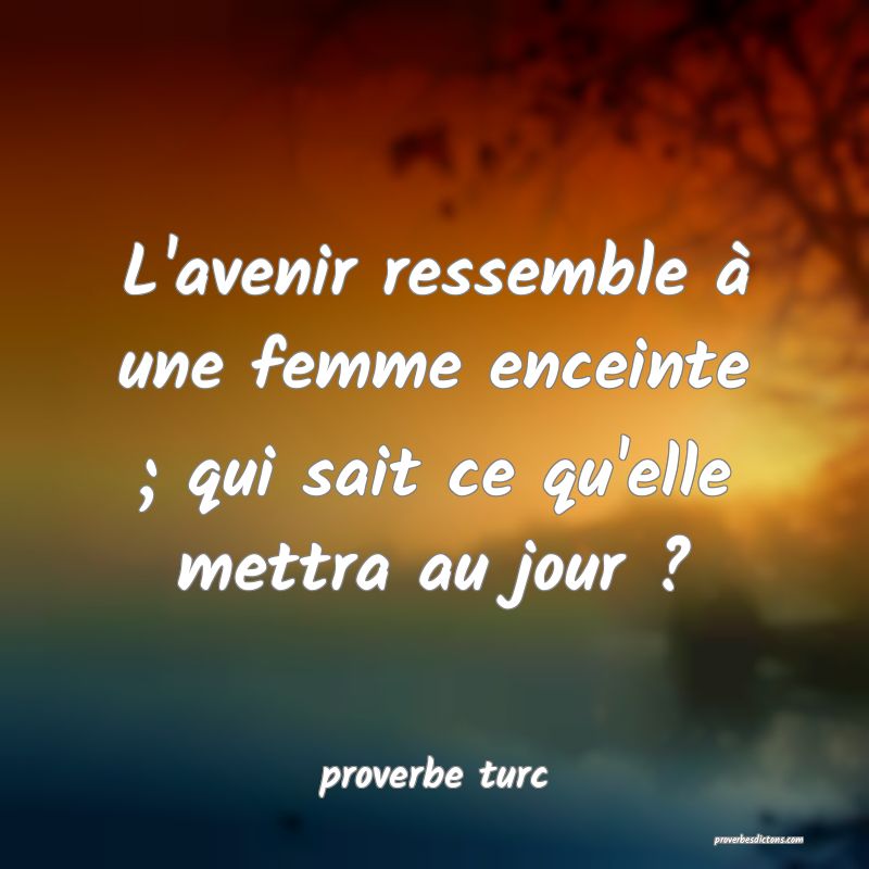 L'avenir ressemble à une femme enceinte ; qui sait ce qu'elle mettra au jour ?
