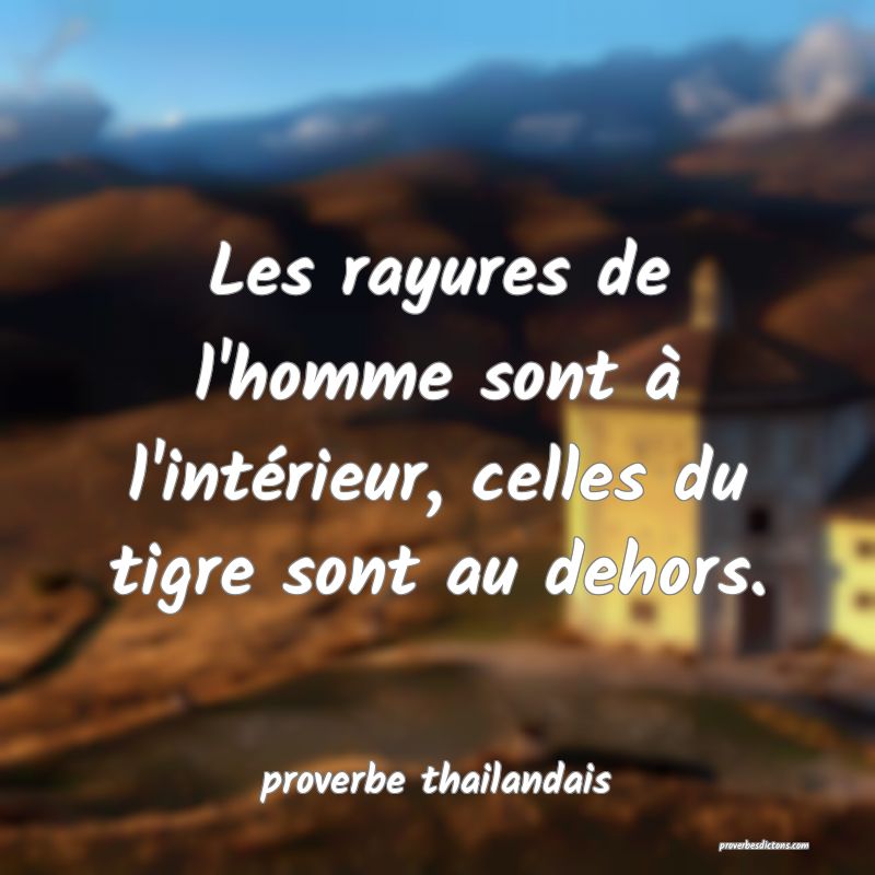 Les rayures de l'homme sont à l'intérieur, celles du tigre sont au dehors.