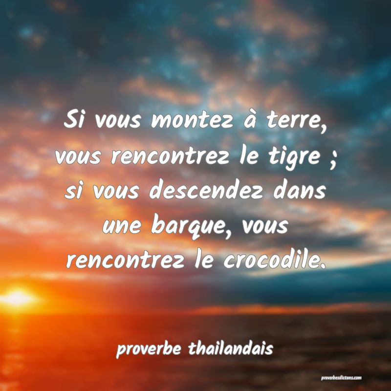 Si vous montez à terre, vous rencontrez le tigre ; si vous descendez dans une barque, vous rencontrez le crocodile.