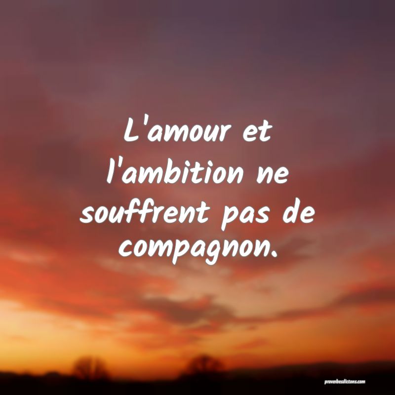L'amour et l'ambition ne souffrent pas de compagnon.