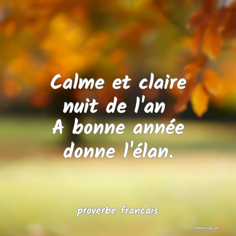 Calme et claire nuit de l'an 
A bonne année donne l'élan.