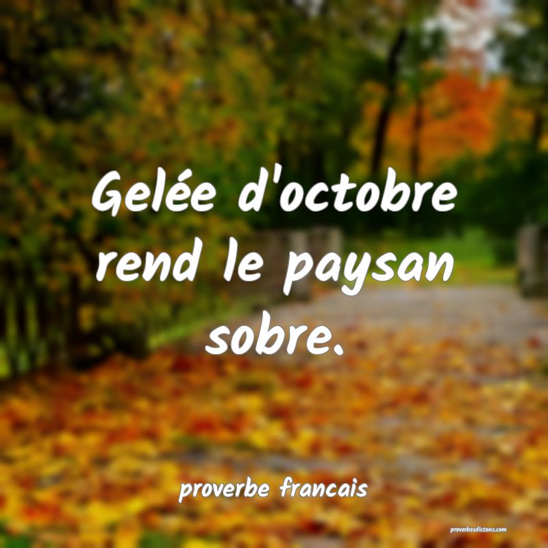 Gelée d'octobre rend le paysan sobre.