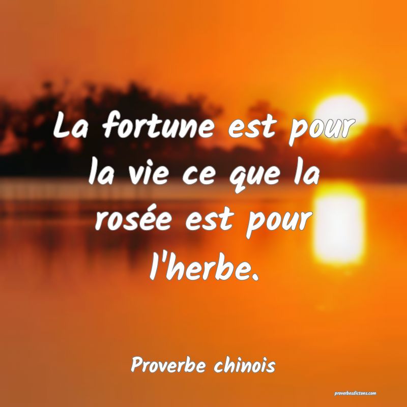 La fortune est pour la vie ce que la rosée est pour l'herbe.