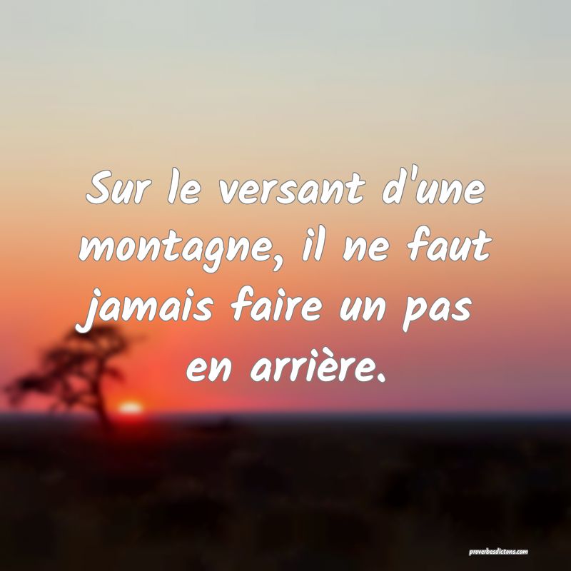 Sur le versant d'une montagne, il ne faut jamais faire un pas en arrière.