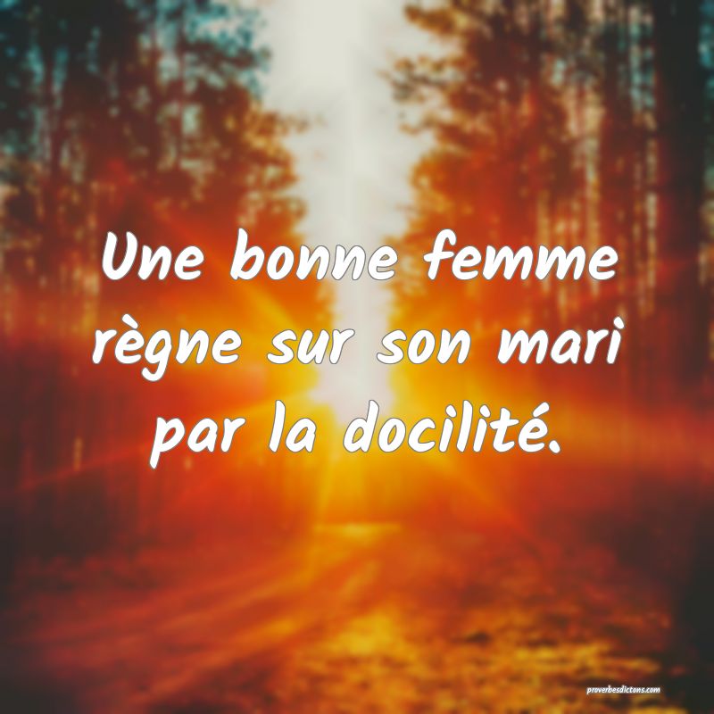 Une bonne femme règne sur son mari par la docilité.