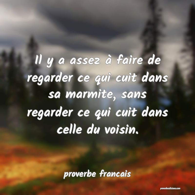 Il y a assez à faire de regarder ce qui cuit dans sa marmite, sans regarder ce qui cuit dans celle du voisin.