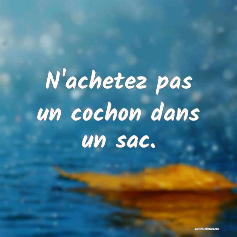 N'achetez pas un cochon dans un sac.