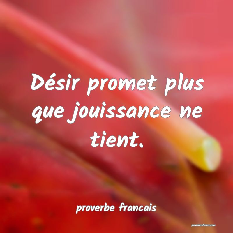 Désir promet plus que jouissance ne tient.