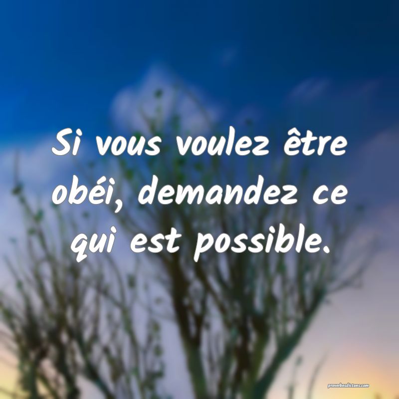 Si vous voulez être obéi, demandez ce qui est possible.