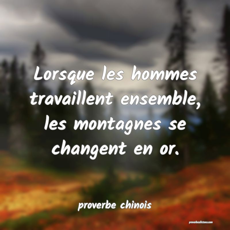 Lorsque les hommes travaillent ensemble, les montagnes se changent en or.