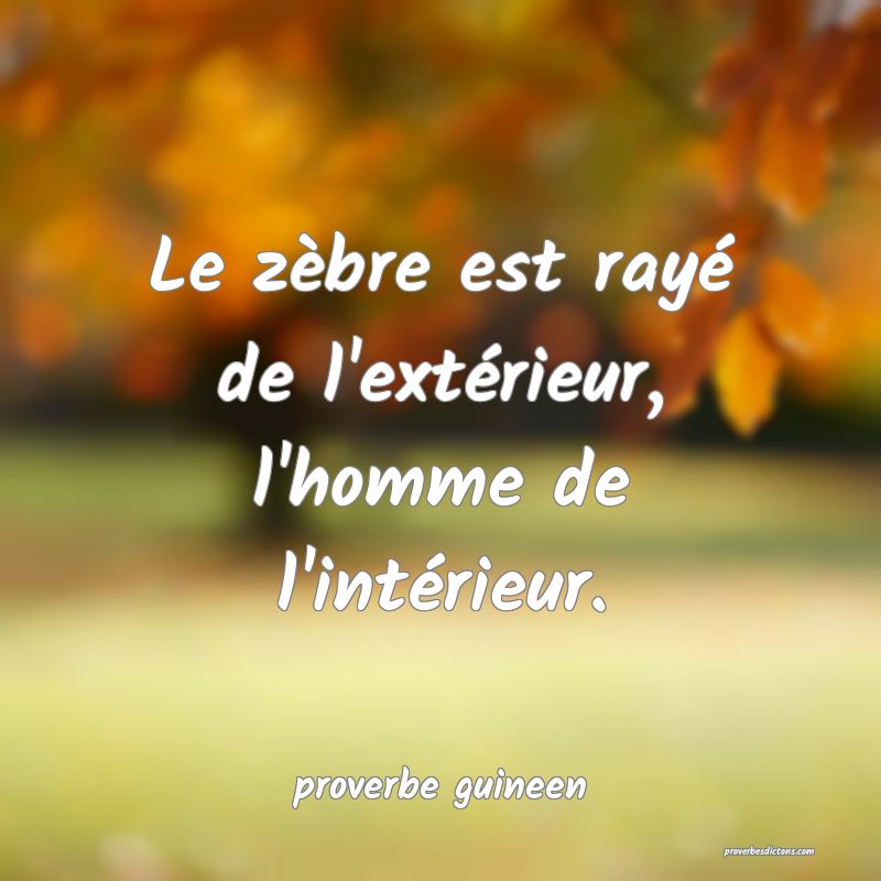  Le zèbre est rayé de l'extérieur, l'homme de l'intérieur.