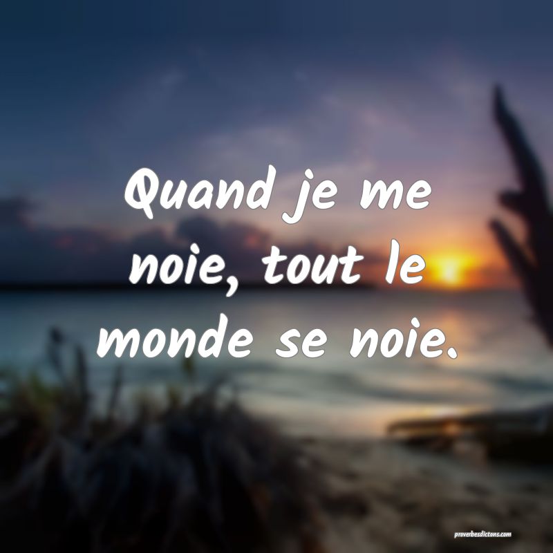 Quand je me noie, tout le monde se noie.