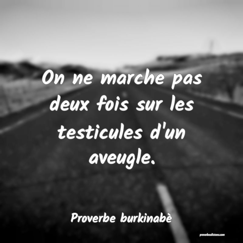  On ne marche pas deux fois sur les testicules d'un aveugle.