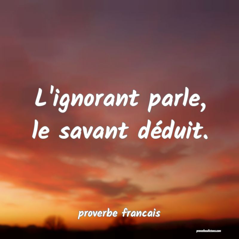 L'ignorant parle, le savant déduit.