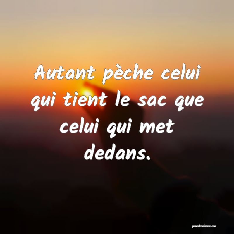 Autant pèche celui qui tient le sac que celui qui met dedans.