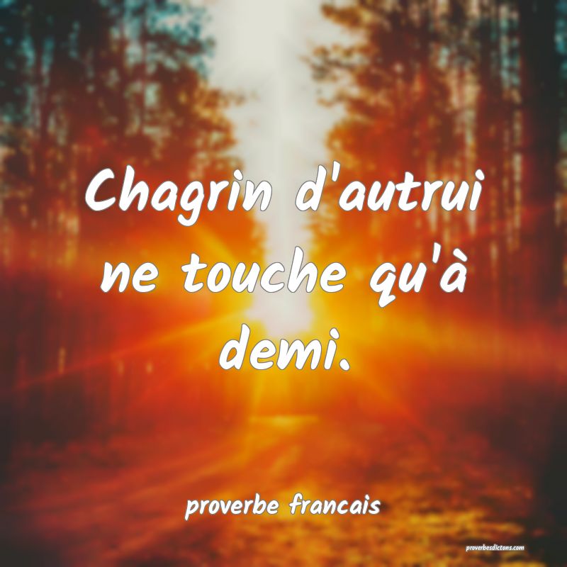 Chagrin d'autrui ne touche qu'à demi.