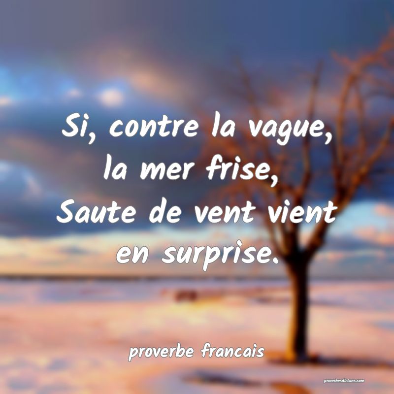 Si, contre la vague, la mer frise, 
Saute de vent vient en surprise.