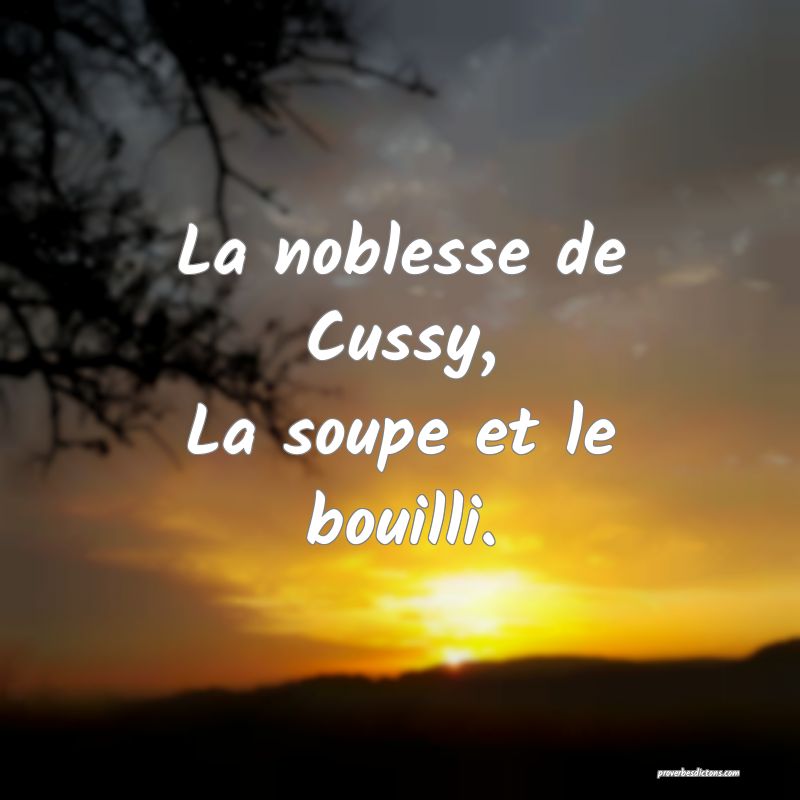 La noblesse de Cussy,
La soupe et le bouilli.