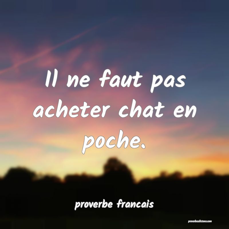Il ne faut pas acheter chat en poche.