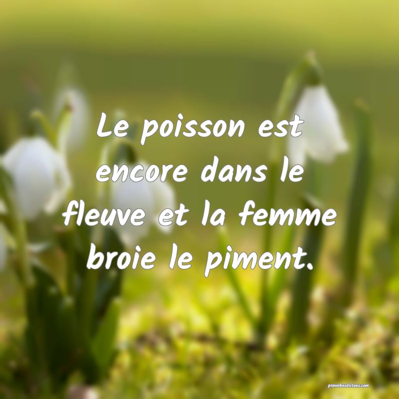 Le poisson est encore dans le fleuve et la femme broie le piment.