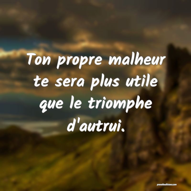 Ton propre malheur te sera plus utile que le triomphe d'autrui.