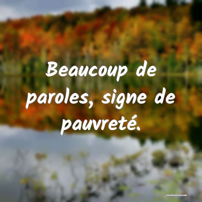 Beaucoup de paroles, signe de pauvreté.